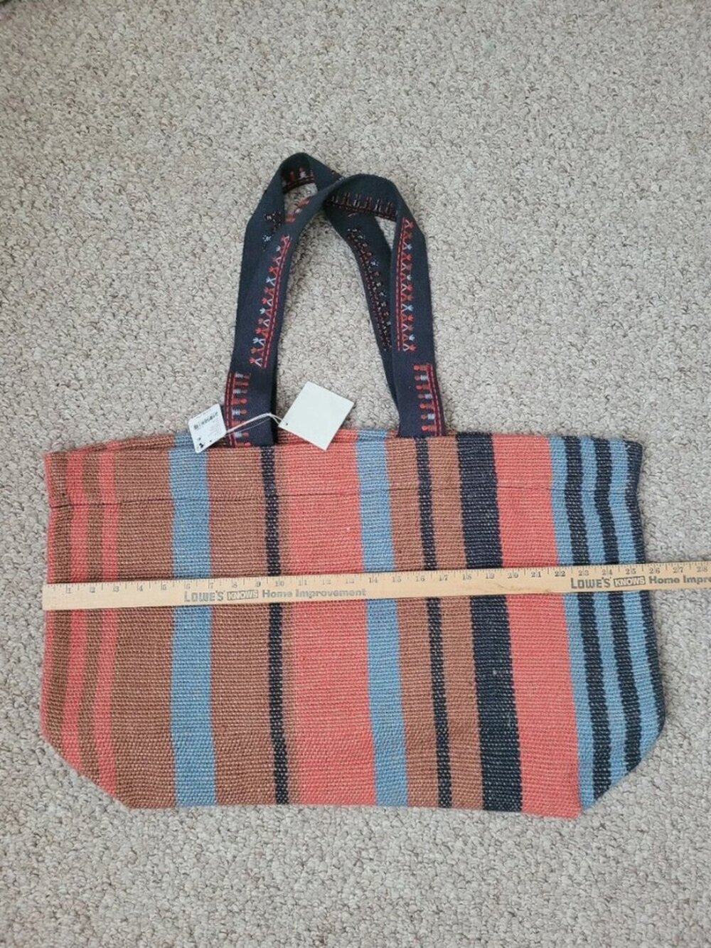 Free People NWT Copacabana Tote Canvas Striped Large Bag - Picture 4 of 6
